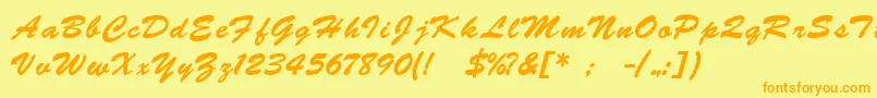 BrushscriptukrainLight Font – Orange Fonts on Yellow Background