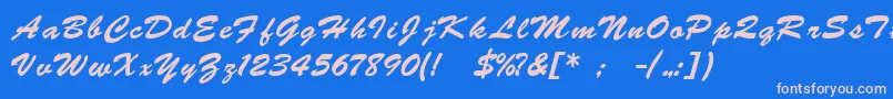 BrushscriptukrainLight Font – Pink Fonts on Blue Background