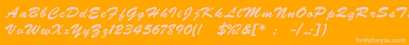 BrushscriptukrainLight Font – Pink Fonts on Orange Background