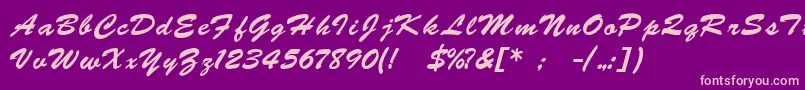 BrushscriptukrainLight Font – Pink Fonts on Purple Background
