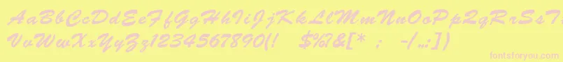BrushscriptukrainLight Font – Pink Fonts on Yellow Background
