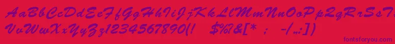 BrushscriptukrainLight Font – Purple Fonts on Red Background