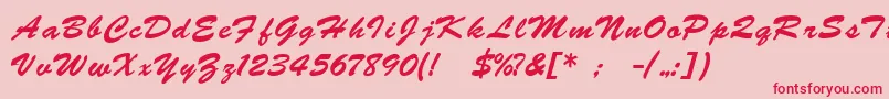 BrushscriptukrainLight Font – Red Fonts on Pink Background