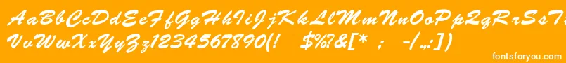 BrushscriptukrainLight Font – White Fonts on Orange Background