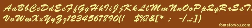 BrushscriptukrainLight Font – Yellow Fonts on Brown Background