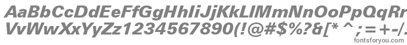 フォントZurichBlackItalicBt – 白い背景に灰色の文字