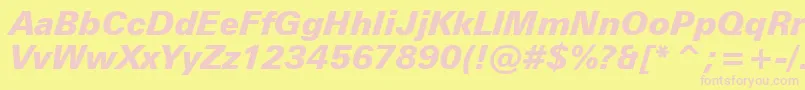 ZurichBlackItalicBt-Schriftart – Rosa Schriften auf gelbem Hintergrund