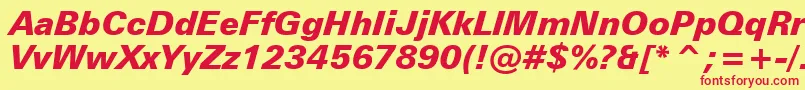 ZurichBlackItalicBt Font – Red Fonts on Yellow Background