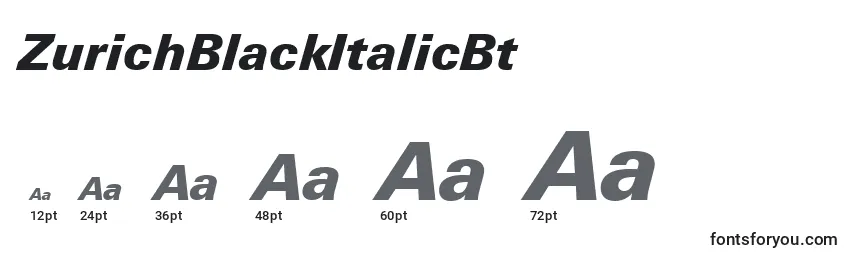 Размеры шрифта ZurichBlackItalicBt