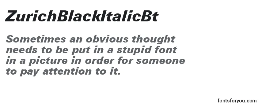 Review of the ZurichBlackItalicBt Font