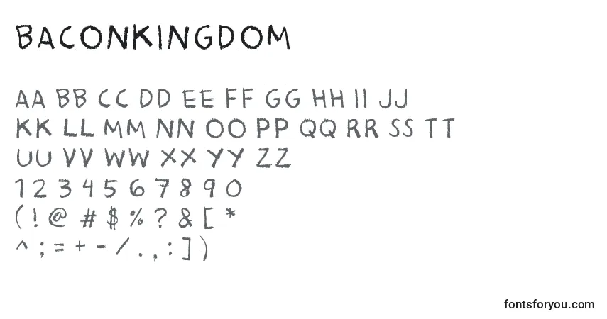 Schriftart BaconKingdom – Alphabet, Zahlen, spezielle Symbole