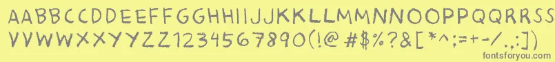 BaconKingdom-fontti – harmaat kirjasimet keltaisella taustalla