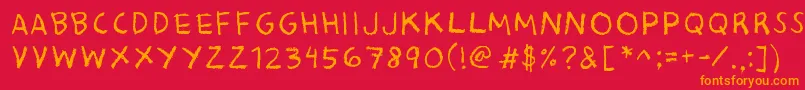 BaconKingdom-Schriftart – Orangefarbene Schriften auf rotem Hintergrund