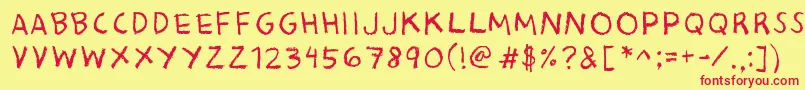 BaconKingdom-Schriftart – Rote Schriften auf gelbem Hintergrund