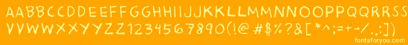 BaconKingdom-Schriftart – Gelbe Schriften auf orangefarbenem Hintergrund