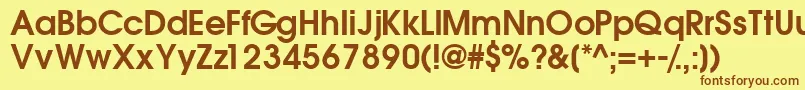 フォントTrendexsskSemibold – 茶色の文字が黄色の背景にあります。