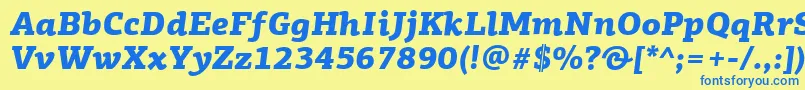 PfagoraslabproBlackitalic Font – Blue Fonts on Yellow Background