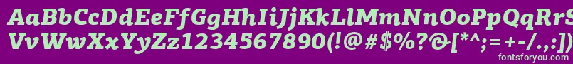 フォントPfagoraslabproBlackitalic – 紫の背景に緑のフォント