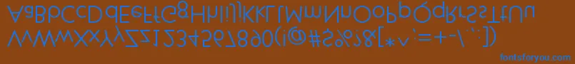フォントKlillfortypesetters – 茶色の背景に青い文字