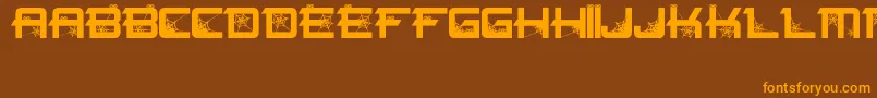 Spiderfont-Schriftart – Orangefarbene Schriften auf braunem Hintergrund