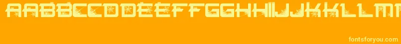 Spiderfont-Schriftart – Gelbe Schriften auf orangefarbenem Hintergrund