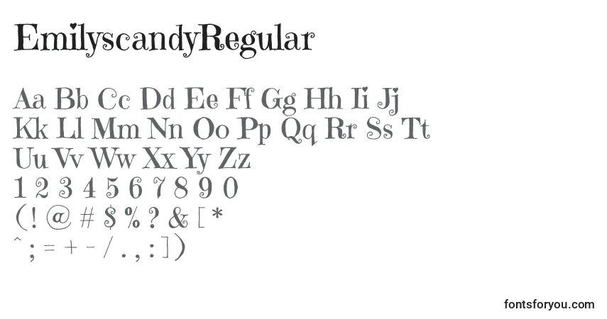 A fonte EmilyscandyRegular – alfabeto, números, caracteres especiais