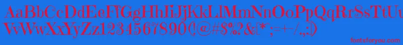 EmilyscandyRegular Font – Red Fonts on Blue Background