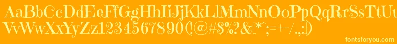 EmilyscandyRegular-Schriftart – Gelbe Schriften auf orangefarbenem Hintergrund
