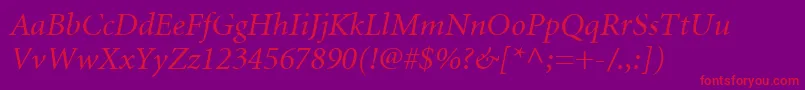 MinionLtItalic Font – Red Fonts on Purple Background