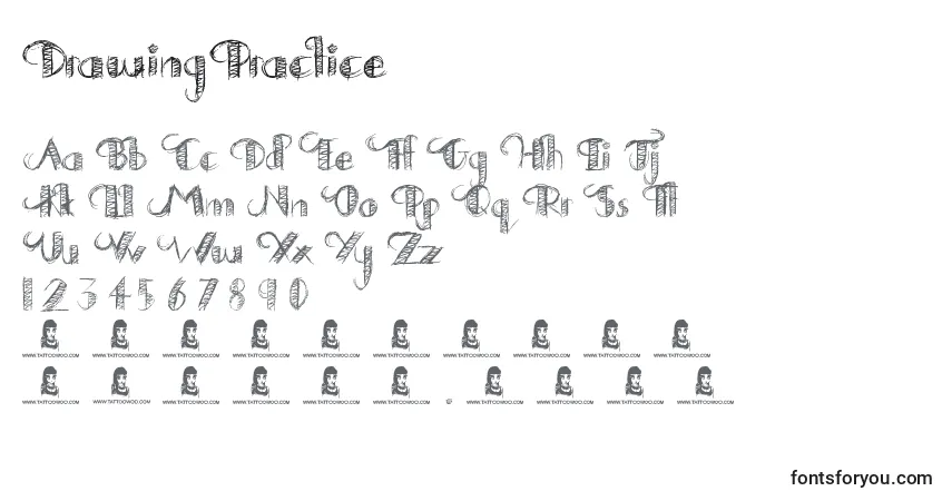 Czcionka DrawingPractice – alfabet, cyfry, specjalne znaki
