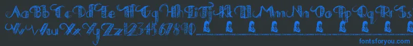 DrawingPractice Font – Blue Fonts on Black Background