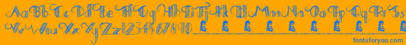 DrawingPractice Font – Blue Fonts on Orange Background