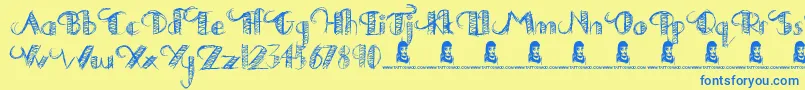 DrawingPractice Font – Blue Fonts on Yellow Background