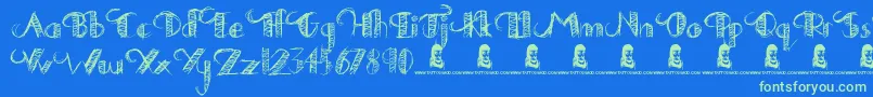 DrawingPractice Font – Green Fonts on Blue Background