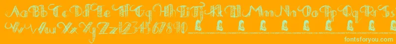 DrawingPractice Font – Green Fonts on Orange Background
