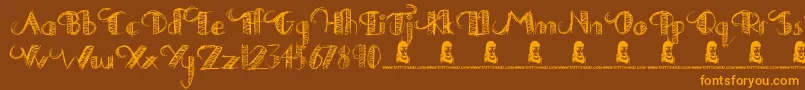 DrawingPractice Font – Orange Fonts on Brown Background