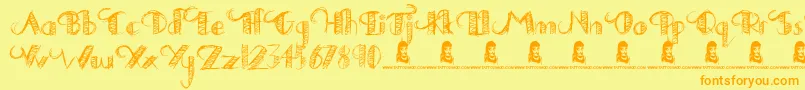 DrawingPractice Font – Orange Fonts on Yellow Background