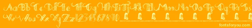 DrawingPractice Font – Yellow Fonts on Orange Background