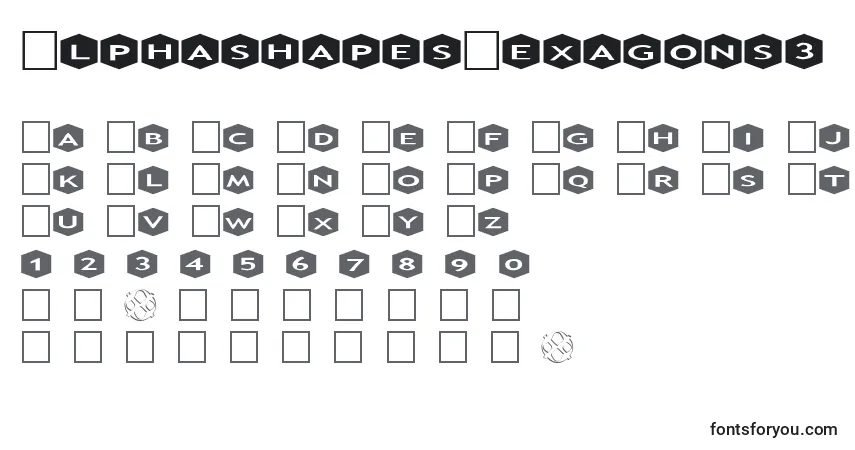Czcionka AlphashapesHexagons3 – alfabet, cyfry, specjalne znaki
