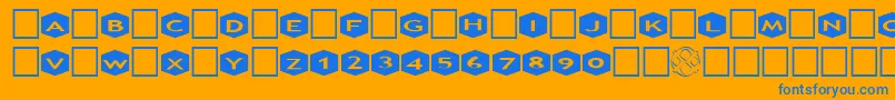 AlphashapesHexagons3-Schriftart – Blaue Schriften auf orangefarbenem Hintergrund