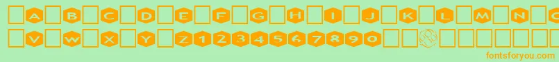 AlphashapesHexagons3 Font – Orange Fonts on Green Background