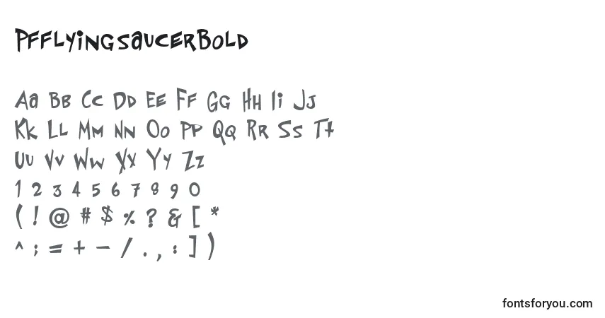 Шрифт PfflyingsaucerBold – алфавит, цифры, специальные символы