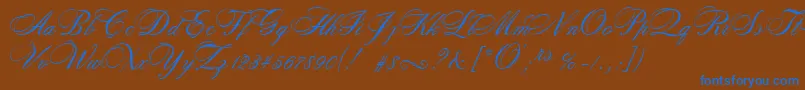 RosamundaTwo-Schriftart – Blaue Schriften auf braunem Hintergrund