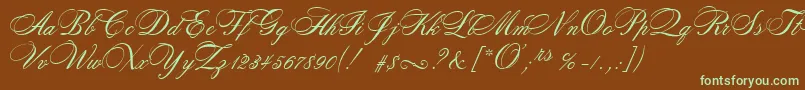 RosamundaTwo Font – Green Fonts on Brown Background
