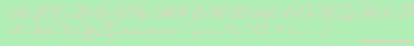 RosamundaTwo-fontti – vaaleanpunaiset fontit vihreällä taustalla
