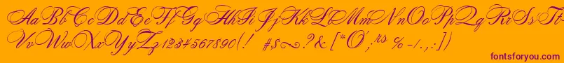RosamundaTwo-Schriftart – Violette Schriften auf orangefarbenem Hintergrund