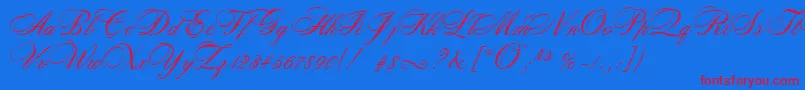 RosamundaTwo-Schriftart – Rote Schriften auf blauem Hintergrund