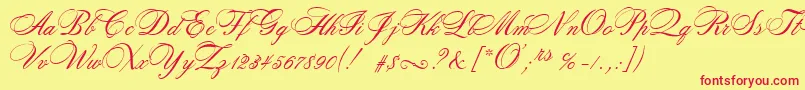RosamundaTwo-fontti – punaiset fontit keltaisella taustalla
