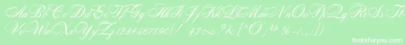 RosamundaTwo-fontti – valkoiset fontit vihreällä taustalla