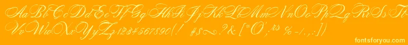 RosamundaTwo-fontti – keltaiset fontit oranssilla taustalla